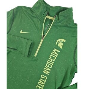 Nike Michigan State Spartans Womens Dri-FIT Quarter Zip Pullover Green Medium